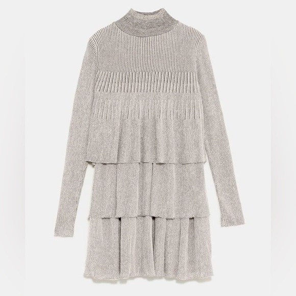 Zara Dresses & Skirts - Zara Ruffled  Knit Metallic Treads Dress Women Size L US